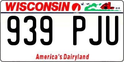 WI license plate 939PJU