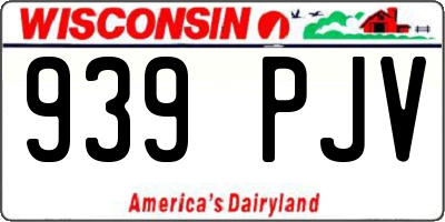 WI license plate 939PJV