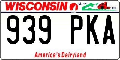 WI license plate 939PKA