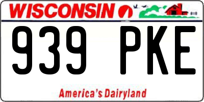 WI license plate 939PKE