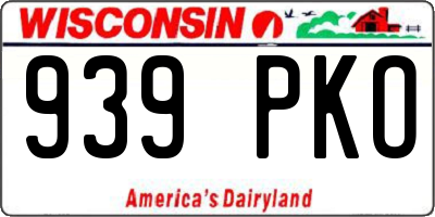 WI license plate 939PKO