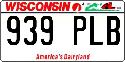 WI license plate 939PLB