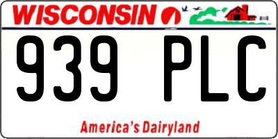 WI license plate 939PLC