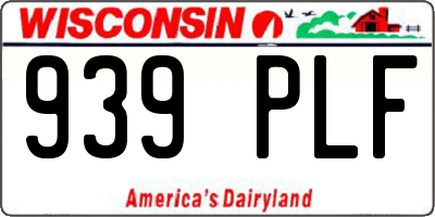 WI license plate 939PLF