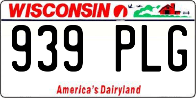 WI license plate 939PLG
