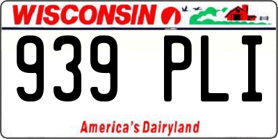 WI license plate 939PLI