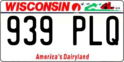 WI license plate 939PLQ