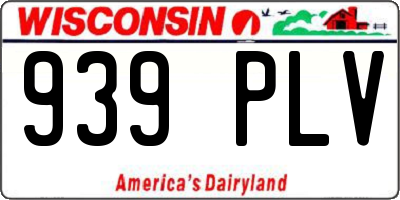 WI license plate 939PLV