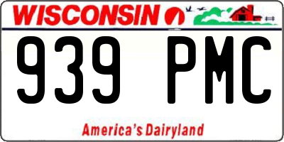 WI license plate 939PMC