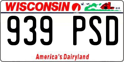 WI license plate 939PSD
