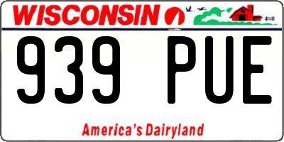 WI license plate 939PUE