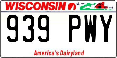 WI license plate 939PWY