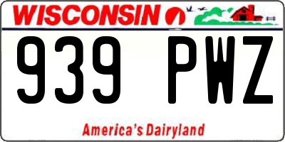 WI license plate 939PWZ