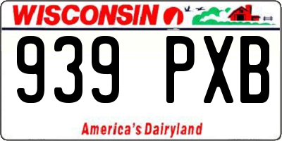 WI license plate 939PXB