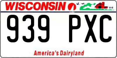 WI license plate 939PXC