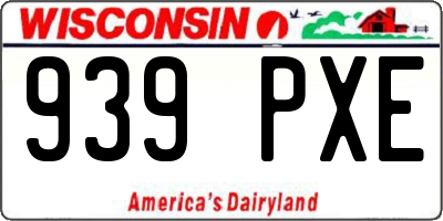 WI license plate 939PXE