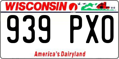 WI license plate 939PXO