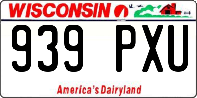 WI license plate 939PXU