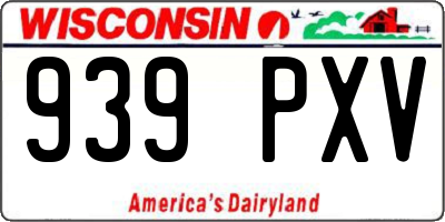 WI license plate 939PXV