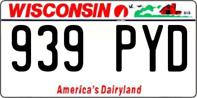 WI license plate 939PYD