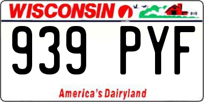 WI license plate 939PYF