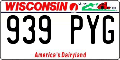 WI license plate 939PYG