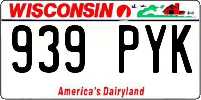 WI license plate 939PYK