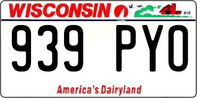 WI license plate 939PYO