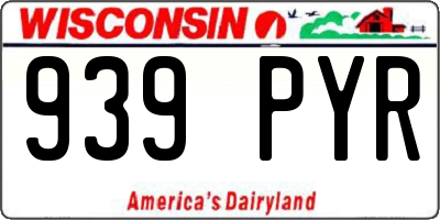 WI license plate 939PYR