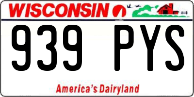 WI license plate 939PYS