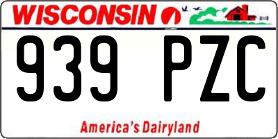 WI license plate 939PZC