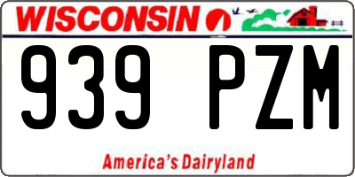 WI license plate 939PZM