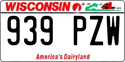 WI license plate 939PZW