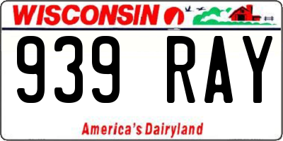 WI license plate 939RAY