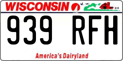WI license plate 939RFH