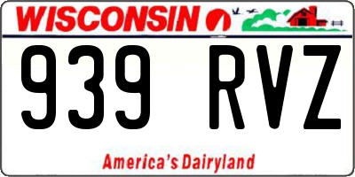 WI license plate 939RVZ