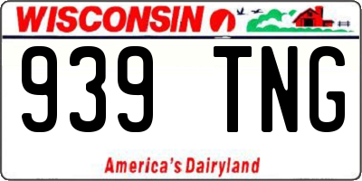WI license plate 939TNG