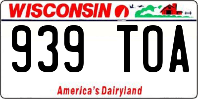 WI license plate 939TOA