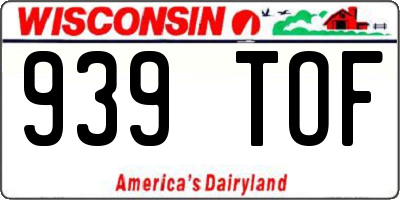 WI license plate 939TOF