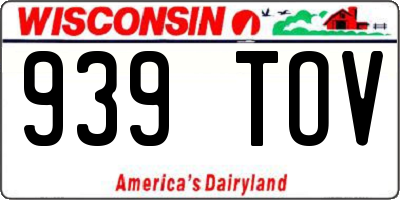 WI license plate 939TOV