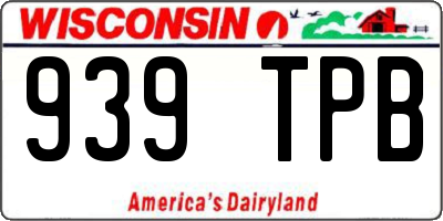 WI license plate 939TPB