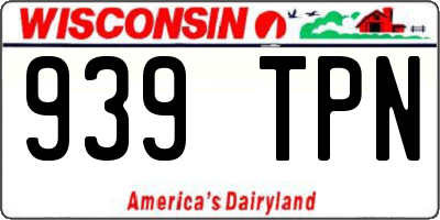 WI license plate 939TPN