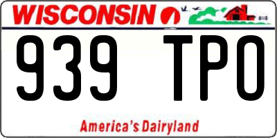 WI license plate 939TPO