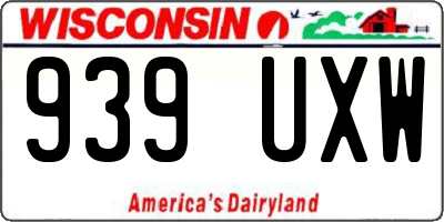 WI license plate 939UXW