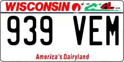 WI license plate 939VEM