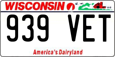 WI license plate 939VET