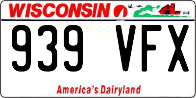 WI license plate 939VFX
