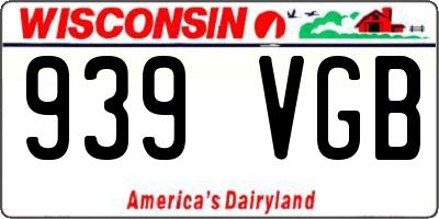 WI license plate 939VGB