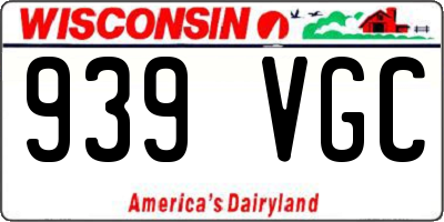 WI license plate 939VGC
