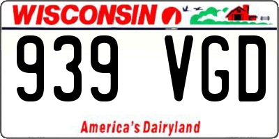WI license plate 939VGD
